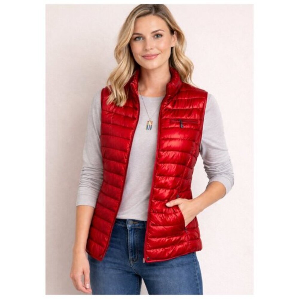 🛑CLARINA Collection Red Puffer Quilted Vest - 44
